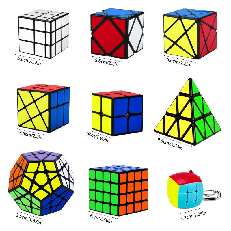 Coolzon Speed Cube Set, Puzzle Cube,9 Pack Magic Cubes Pyraminx Pyramid + 2x2 + 3x3 + 4x4 + Megaminx + Mirror + Mini 3x3 + Skewb + Fenghuolun Puzzle Cube Toy for Kids & Adults - Image 3